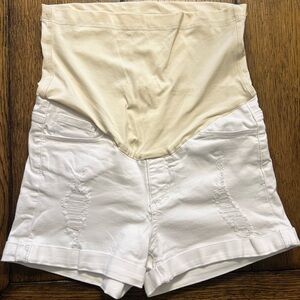 Pinkblush Maternity White Denim Shorts | M